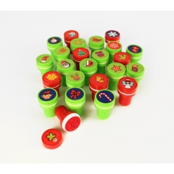 tampons avec encreur integre noel rouge vert 18cm x 24 pcs