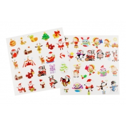 Stickers transparents Noël couleurs assorties 1,5 à 4,5cm x 48 pcs