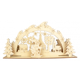 scene de noel bois cisele planche 44 x 30 x 02 cm decors 6 a 19 cm