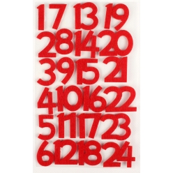 Stickers chiffres feutrine rouge 3 cm x 24 pcs