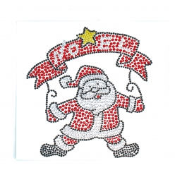 Sticker strass Père Noël couleurs assorties 14 x 12,5cm