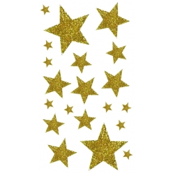 Stickers étoiles or pailleté 1 à 5 cm x 20 pcs