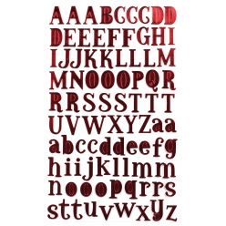 Stickers alphabet textile rouge 2 cm x 88 pcs