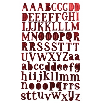 stickers alphabet textile rouge 2 cm x 88 pcs