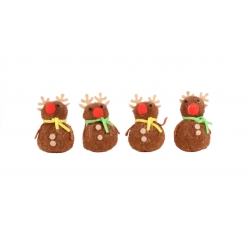 cerfs pompons et feutrine 7 x 3 cm x 4 pcs