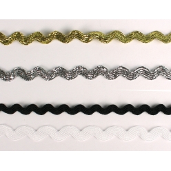Rubans croquet métallisé noir, blanc, or, argent 1 m x 0,5 cm x 4 pcs