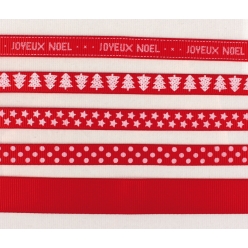 rubans noel coton rouge blanc 1m x 1 a 15 cm x 5 pcs