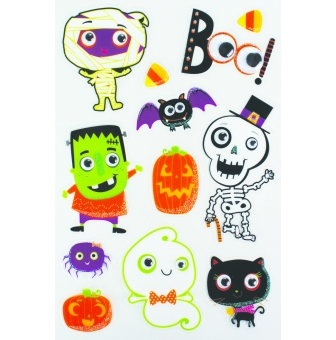 stickers halloween couleurs assorties 2 a 9 cm x 12 pcs
