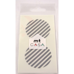 masking tape mt casa seal sticker rond en washi raye argent  stripe silver