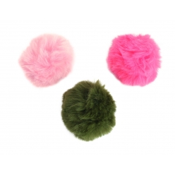 pompon en fausse fourrure corail kaki nude x 3 pcs