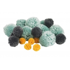 pompon laine pour guirlande assortiment bali 15 a 25 mm x 45pcs