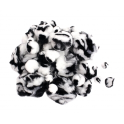 pompon acrylique noir et blanc 09 a 15 cm x 45 pcs