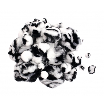 pompon acrylique noir et blanc 09 a 15 cm x 45 pcs