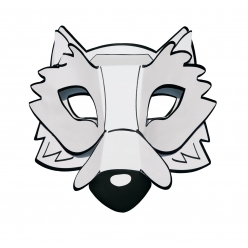 Masque 3D carte forte loup à colorier et à monter
