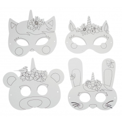 masque en carte forte predessinee licorne fils elastiques x 4 pcs