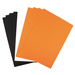 Feuilles papiers A4 220 grs noir, orange, blanc x 10 pcs