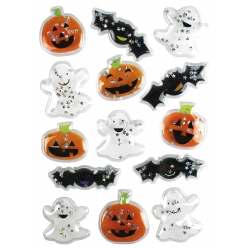 Sticker 3D Halloween pailleté 2,6 à 4,8cm x 14 pcs