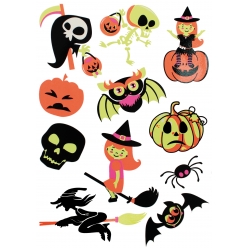 stickers fluorescents halloween 4 a 7 cm x 11 pcs