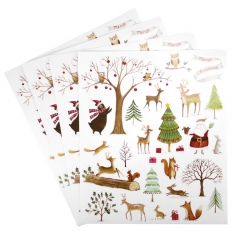 stickers foret d hiver x 4 feuilles