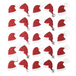 Stickers pailletés bonnet de Père Noël 2 x 1,5 cm x 25 pcs
