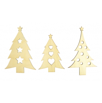 sapin bois ajoure tailles assorties x 3 pcs