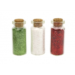 fiole de paillettes rouge blanc vert x 3 pcs