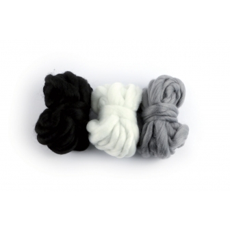 grosse laine a tisser 3 pelotes noir blanc gris