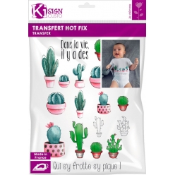 transfert thermocollant petits cactus couleur a4