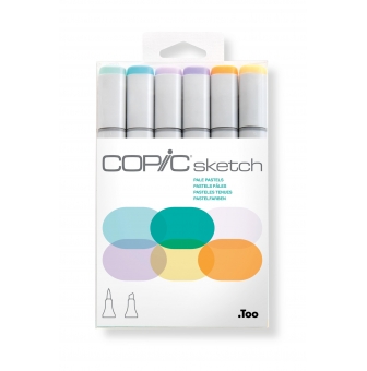 set copic sketch marqueurs manga 6 couleurs pastels