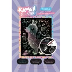 tableau scraper a gratter holographique kawaii lama musicien