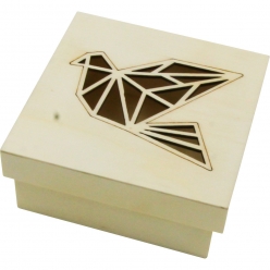 Boite en bois avec découpe oiseau origami 11 cm