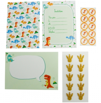 carte d invitation enfant deco dinosaure 10 pieces