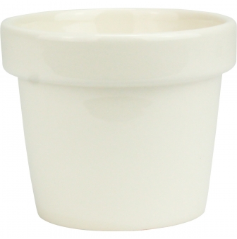 petit pot de fleur en ceramique blanc ecru 8 cm