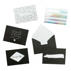 carte d invitation noir et blanc avec enveloppe 15cm 4 pieces