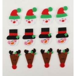 Stickers personnages de Noël en feutrine 5,5 cm 12 pièces