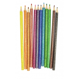crayon de couleur avec corps paillete 12 pieces