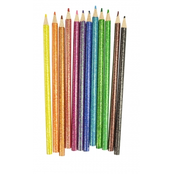 crayon de couleur avec corps paillete 12 pieces