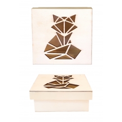 boite en bois avec decoupe renard origami 11 cm