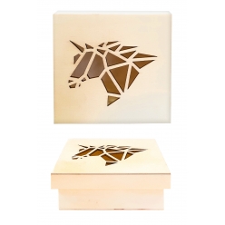 boite en bois avec decoupe licorne origami 11 cm