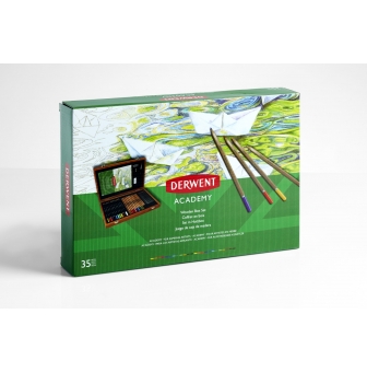 coffret de 30 crayons de couleur avec accessoires derwent academy