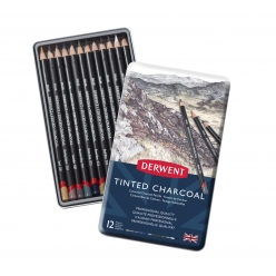 crayon fusain de couleur derwent tinted charcoal 12 pieces