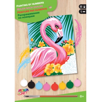 tableau peinture au numero debutant flamant rose