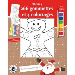 coloriage avec peinture pinceau et gommettes motif de noel 4