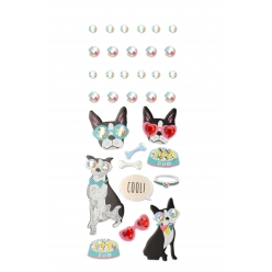 stickers strass adhesif chien 33 picees