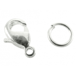 fermoirs mousquetons argente 12mm 4 pieces