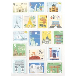 stickers timbres pays 3cm 51 pieces