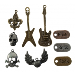 breloques en metal rock 9 pieces