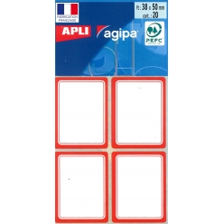 etiquettes scolaires autocollantes rouge 38 x 50 mm