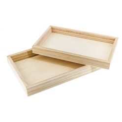 plateaux en bois 22 et 20 cm 2 pieces