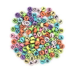 Perles rondes alphabet 0,7 cm Assortiment Pastel 40g
